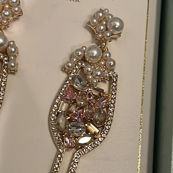 Bubbly Dangle Earrings by Christian Siriano- Champagne Prosecco Bling - Picture 3 of 5